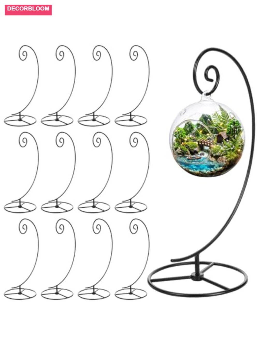12 Pcs Metal Ornament Display Stands Spiral Hanging Holders Tabletop 11 in